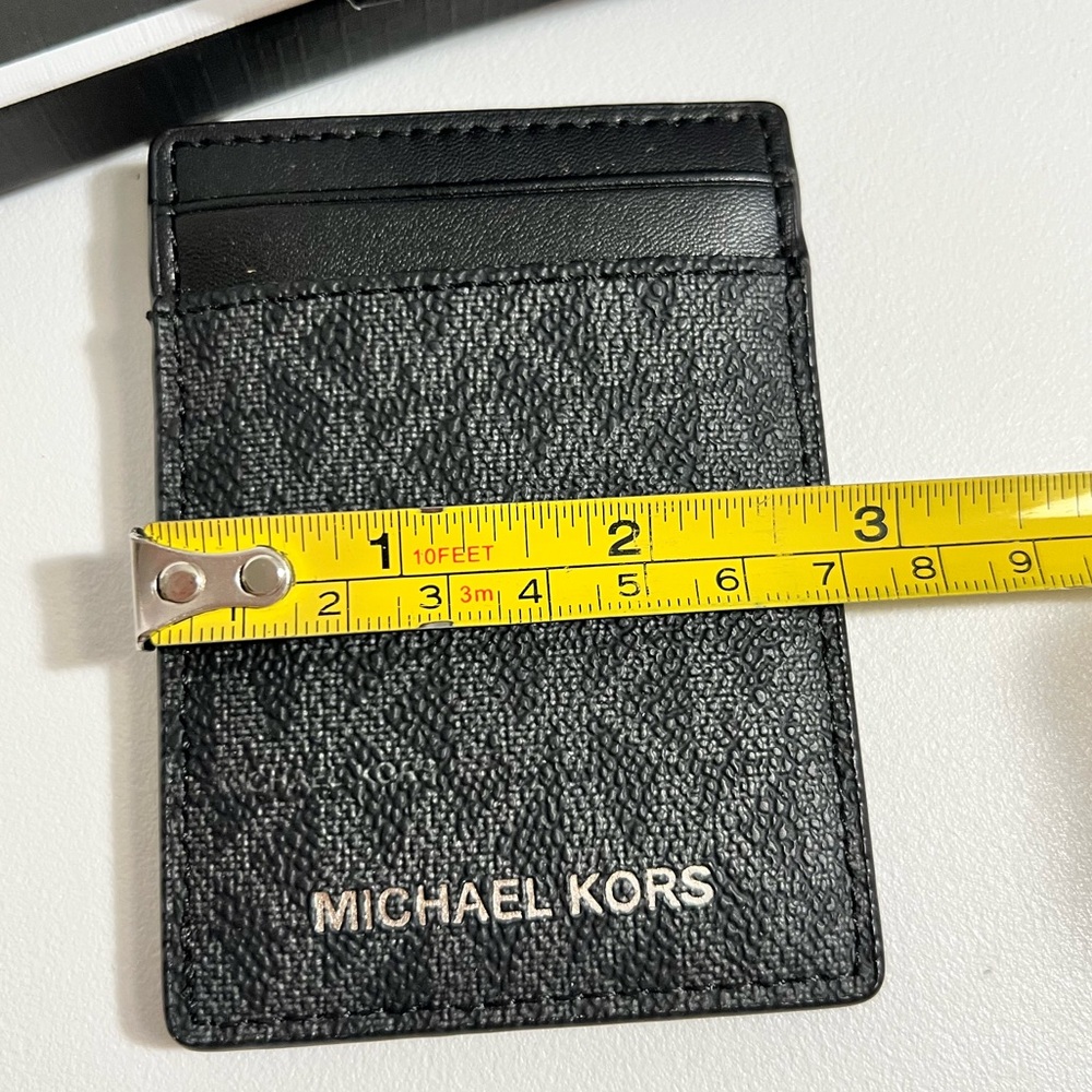 Michael Kors NIB $118 black Logo Card Case with Bill Clip Blue One Size - Picture 11 of 14